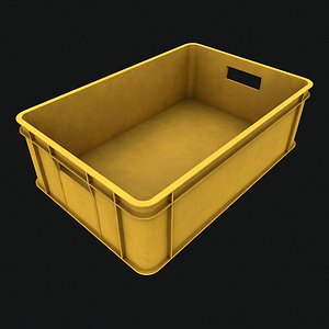 Yellow Plastic Storage Industrial Container 3D