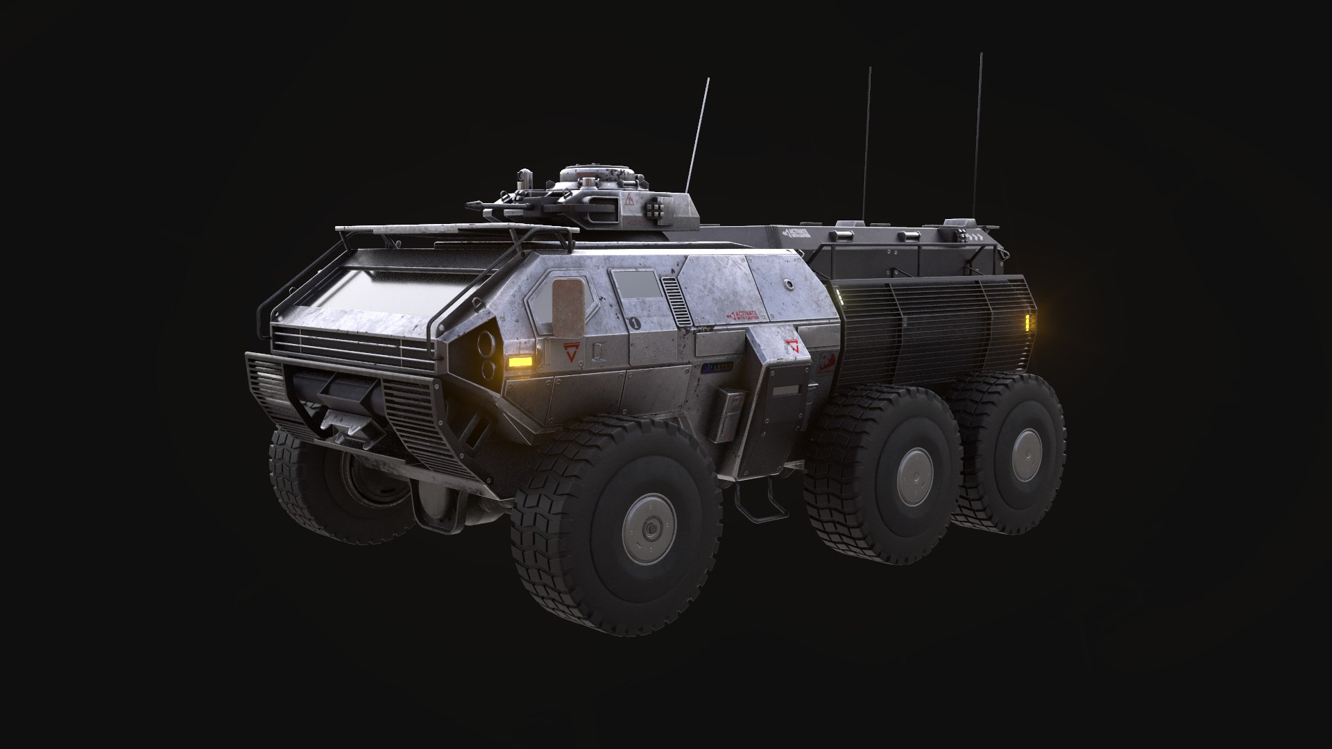 Heavy-duty armored sci-fi military troops carrier truck 3D model ...