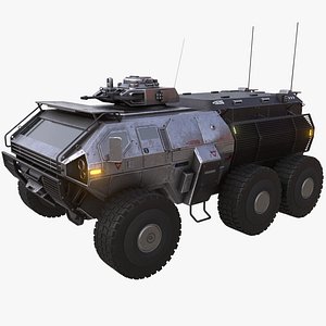 Heavy-Duty Armored Sci-Fi Military Troops Carrier Truck
