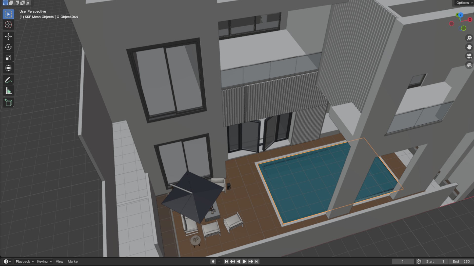 Backyard Swimming Pool Area 3D Landscape Design Model 3D Model ...