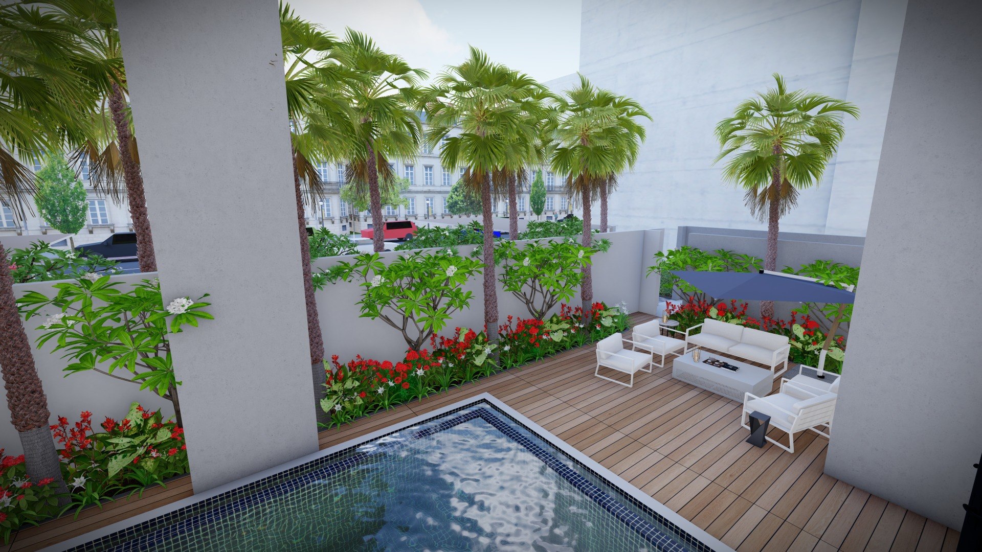 Backyard Swimming Pool Area 3D Landscape Design Model 3D Model ...