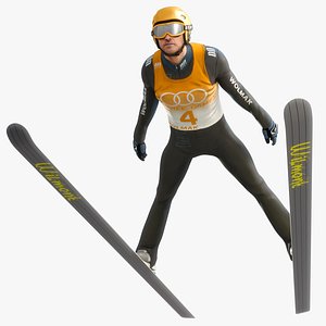 Male Ski Jumper Animated HQ 3D model