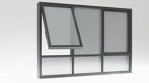 3D Silicone Glazed Curtain Wall Window  Modular Low Poly 3D Model model