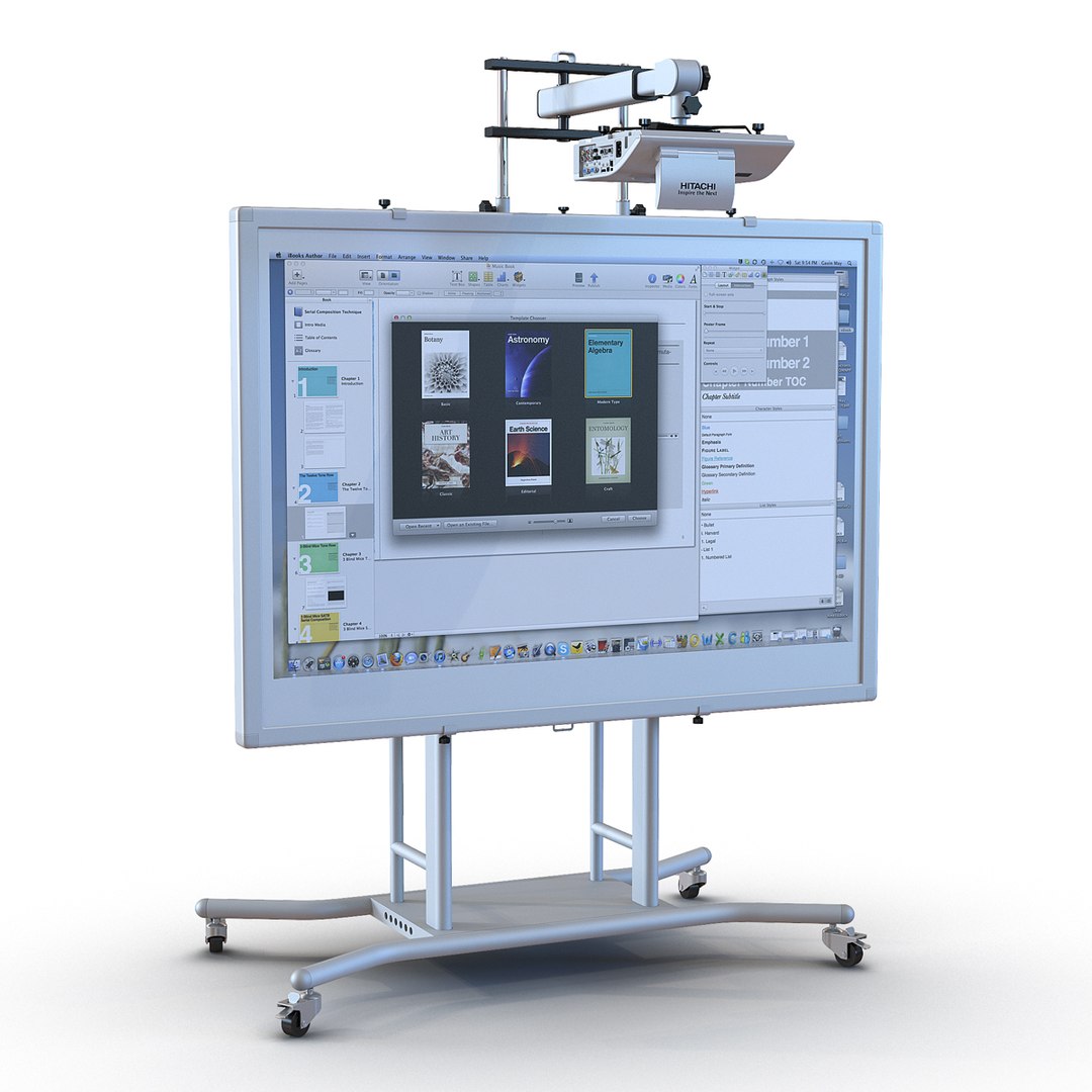 Interactive Whiteboard Mobile Stand Set 3D model preview
