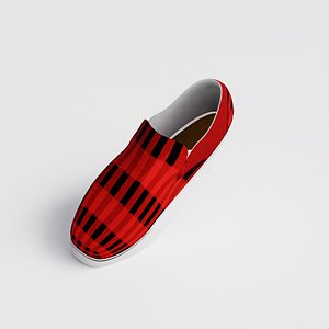 Red and Black Fabric Texture ready Shoe 3D Model