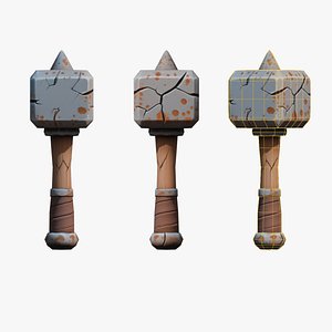 Stylized Orc Weapon - Splitrock Hammer low-poly 3d model