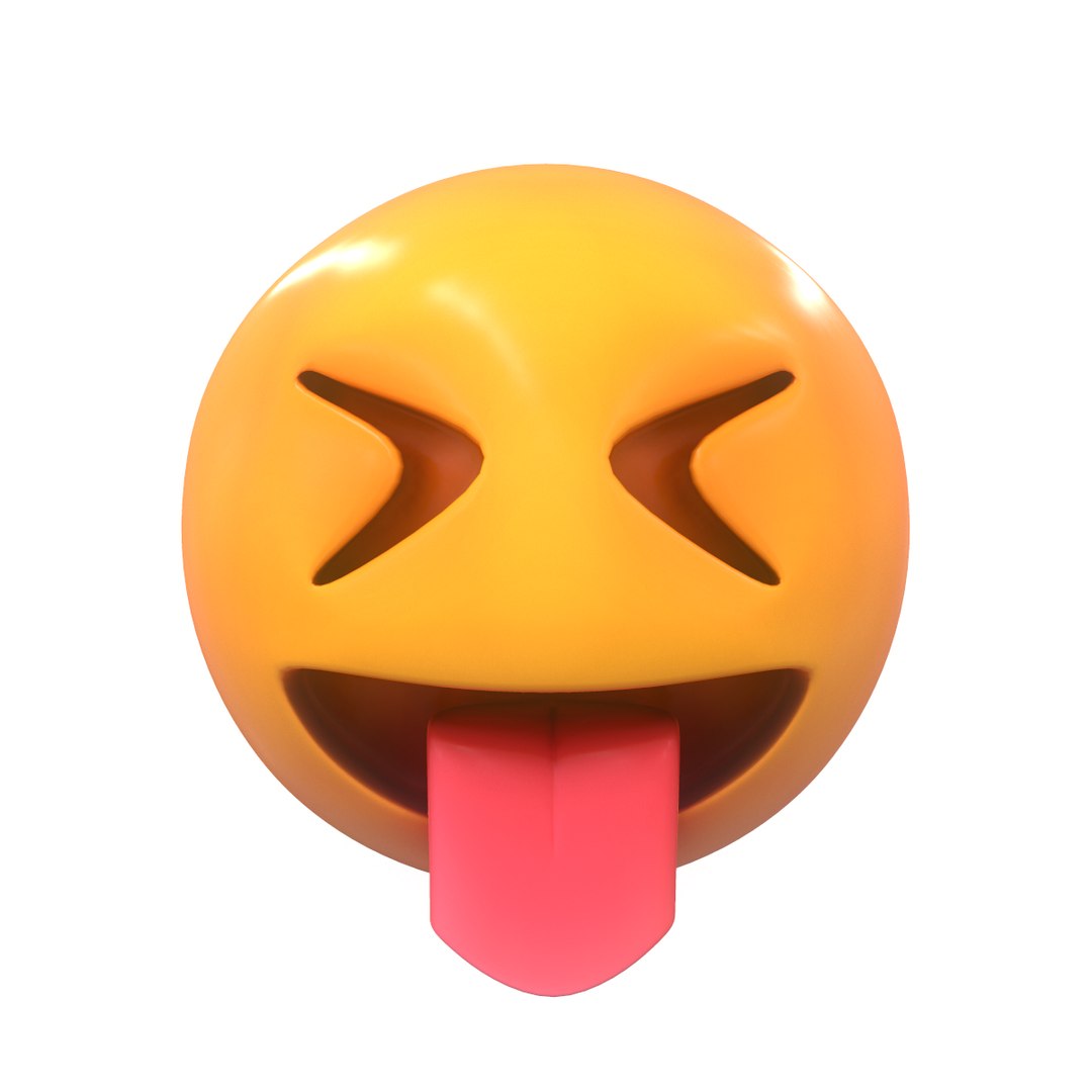 😛 Cute Squinting BIG Tongue Face (3D) 😛