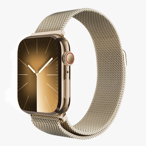 Apple Watch Series 9 Gold Stainless Steel Milanese Loop 3D model