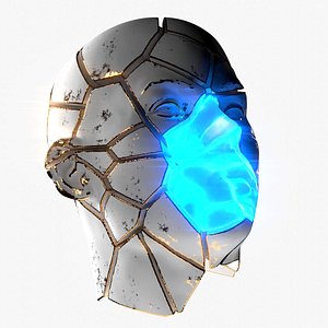Abstract Cybernetic Fragmented Head 3D