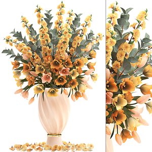 bouquet spring flowers tulips 3D model