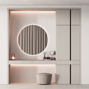 228 hallway zone 05 minimal hall with round mirror 01