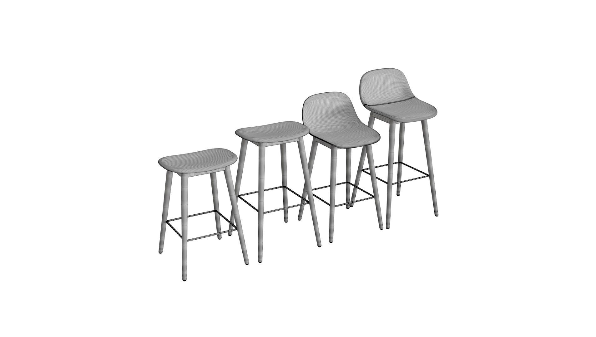 Fiber Bar Stool Wood Base Model TurboSquid 1942615