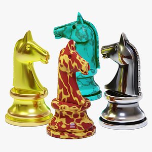 Chess knight 4 colors 3D model