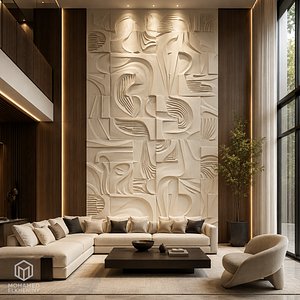 Modern Abstract Geometric Decor Bas Relief Mural STL CNC 55 3D
