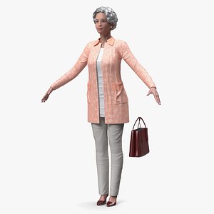 Chinese Elderly Woman Everyday Style A-Pose