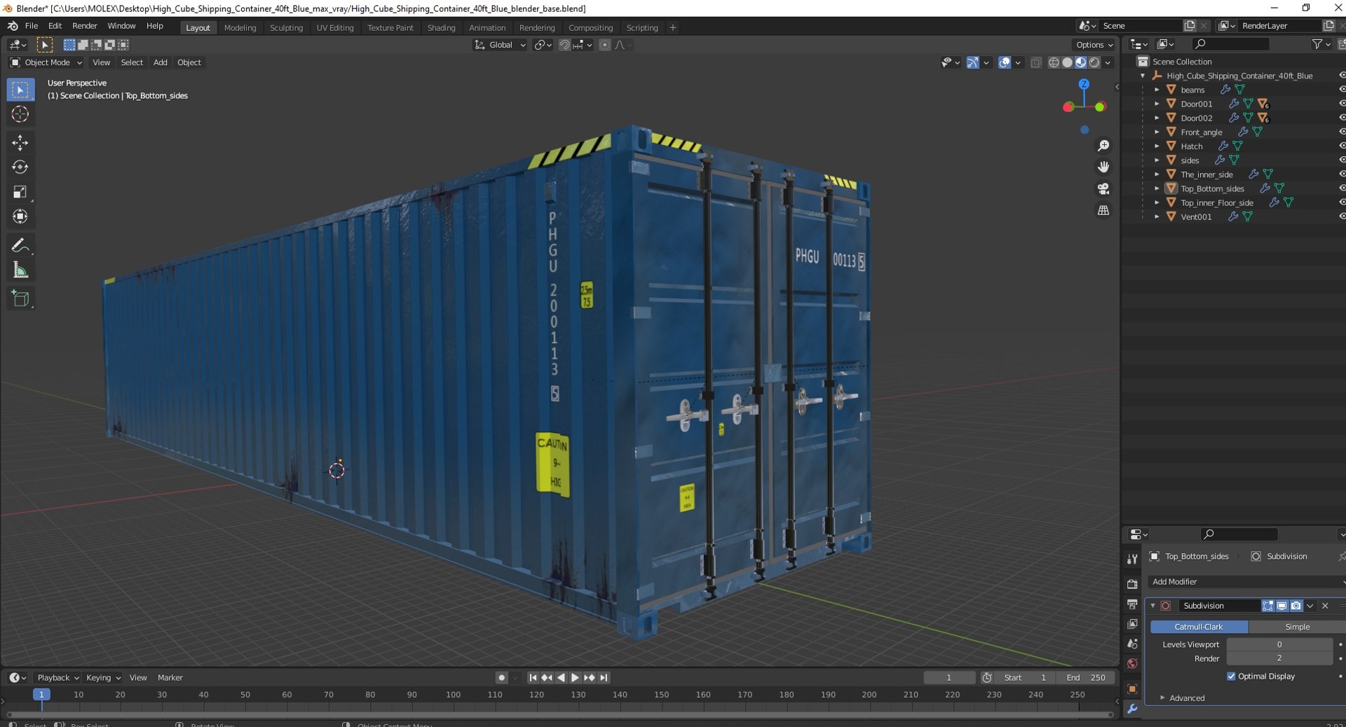 3D model High Cube Shipping Container 40ft Blue https://p.turbosquid.com/ts-thumb/8I/Ex27kd/cU/highcubeshippingcontainer40ftbluevray3dmodel041/jpg/1705671921/1920x1080/fit_q87/3b1e775d2c3c38ea06b6b4279cd7daa8739101b3/highcubeshippingcontainer40ftbluevray3dmodel041.jpg