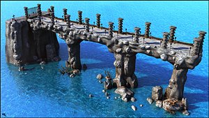 3D bridge medieval fantasy