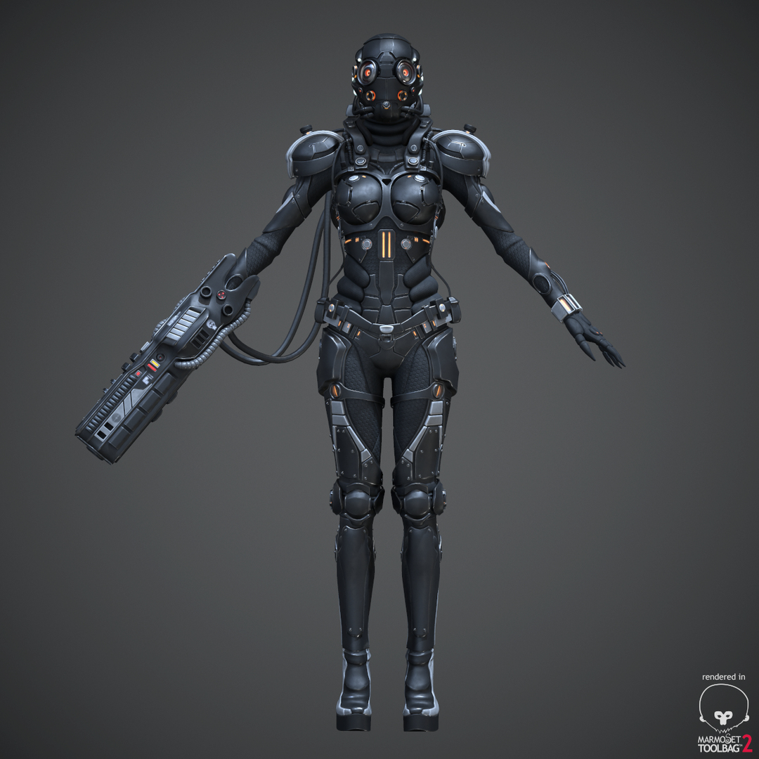 3d model of female cyborg