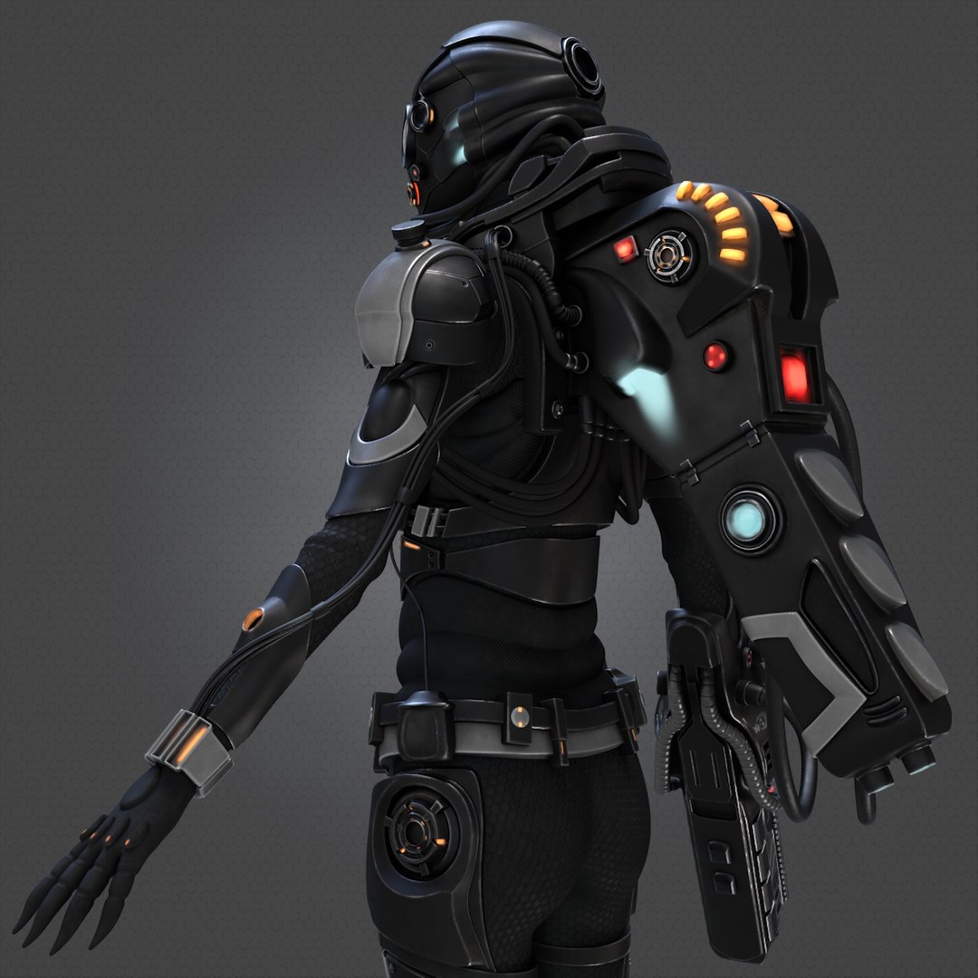 Cyberpunk robot 3d model фото 105