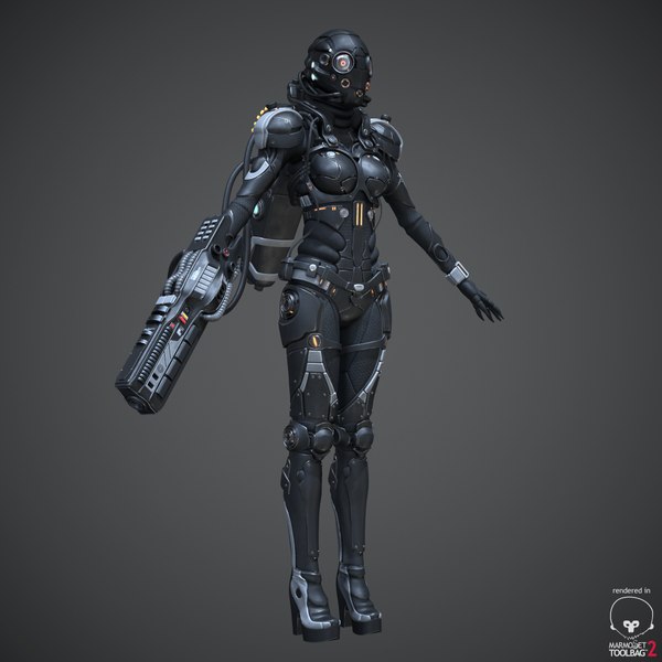 3d model of female cyborg