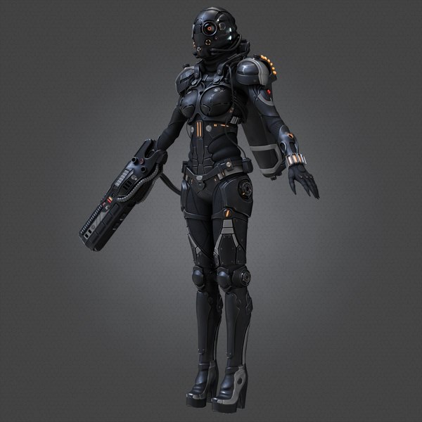 3d model of female cyborg