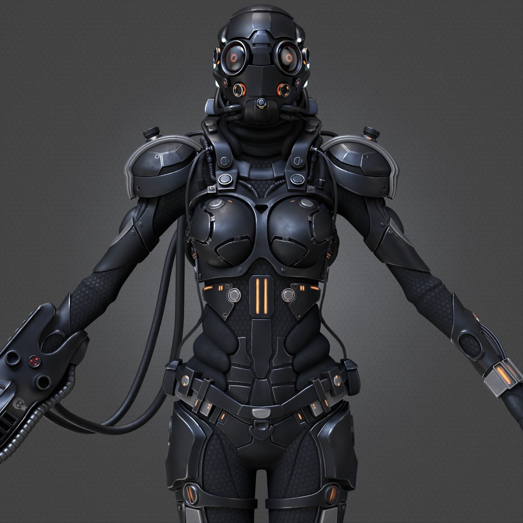 Cyberpunk robot 3d model фото 48