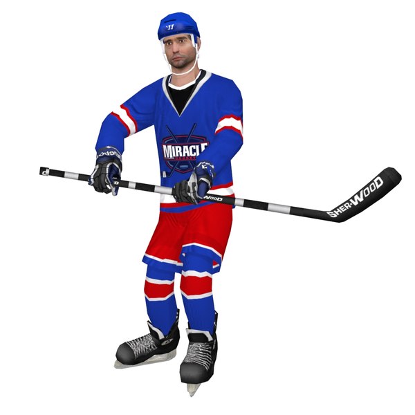 3d model of rigged hockey player