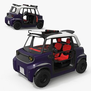 3D Adventure Compact City Vehicle Purple Rigged for Maya