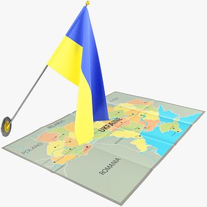 Ukrainian Flag and Map Collection V3 3D model