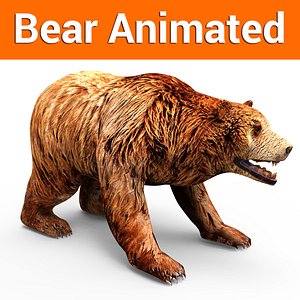 Brown bear low poly animated