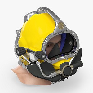 3D Deep Sea Diver Helmet on Male Head