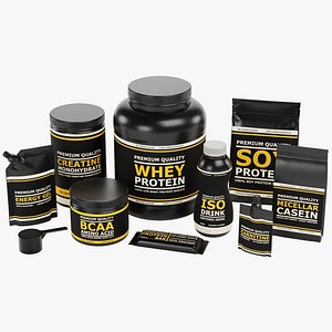 Protein Powder Whey Supplement Bottle free 3D model