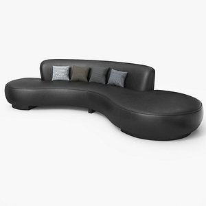 3D Serpentine Sofa Black Leather