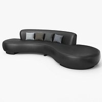 Serpentine Sofa Black Leather