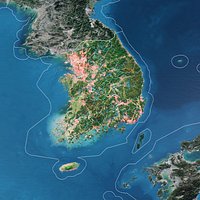 South Korea Map - 12K Realistic Satellite Terrain - Elevation