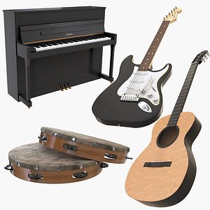 music instruments guitar piano 3D model