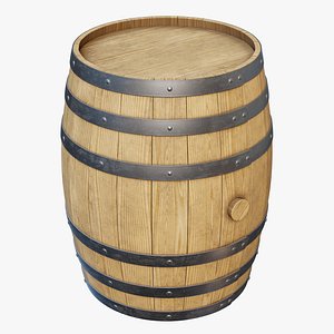 Wooden Barrel 03 3D