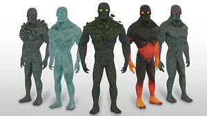 Low Poly Elemental Golem Character Pack With PBR Materials