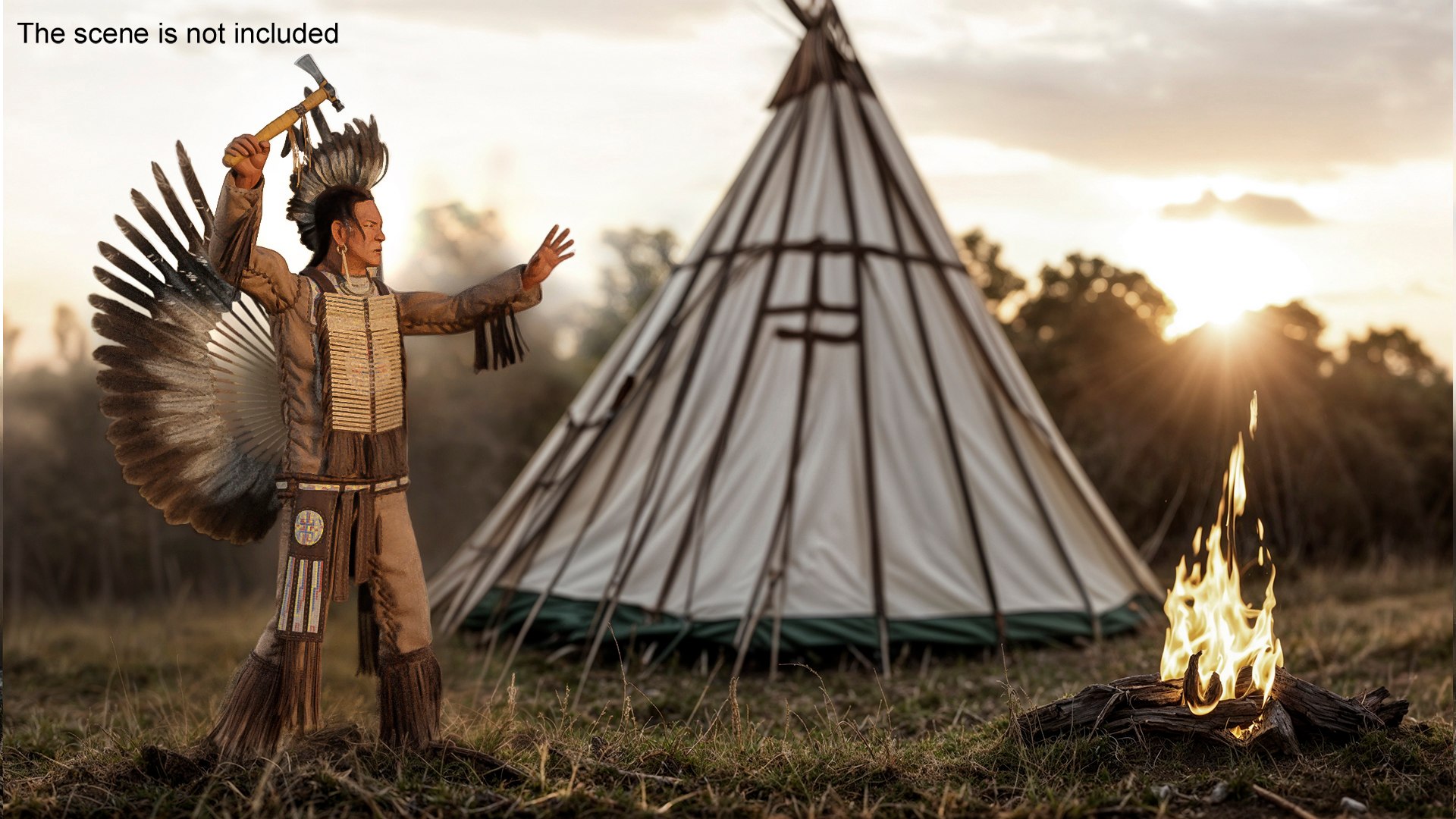 Native American Chief With Tomahawk 3D - TurboSquid 2324011