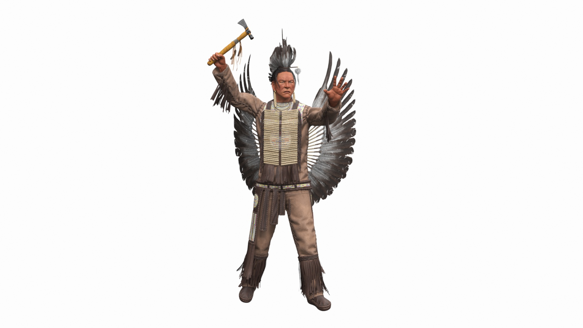Native American Chief With Tomahawk 3D - TurboSquid 2324011