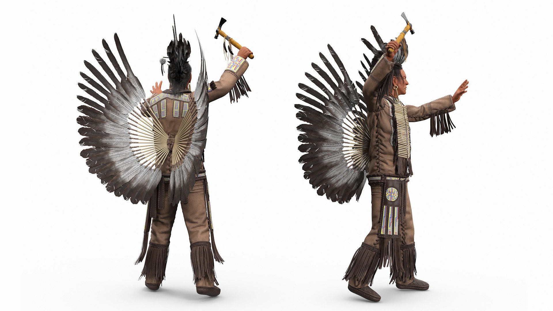 Native American Chief With Tomahawk 3D - TurboSquid 2324011