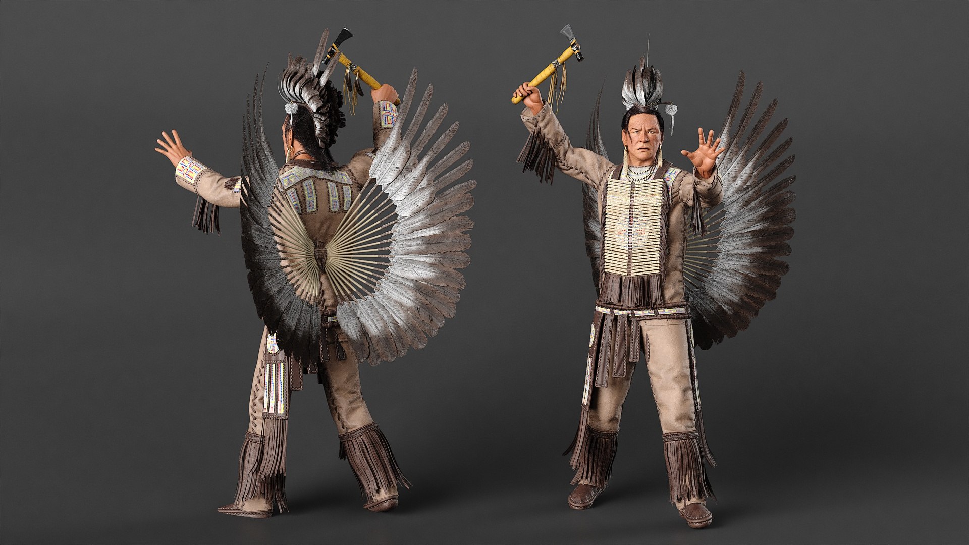 Native American Chief With Tomahawk 3D - TurboSquid 2324011