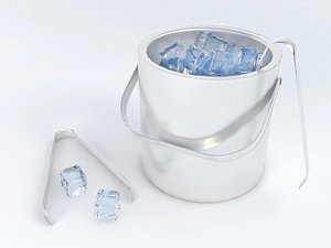 Pack of medium poly ice cubes, ice bucket and tweezers