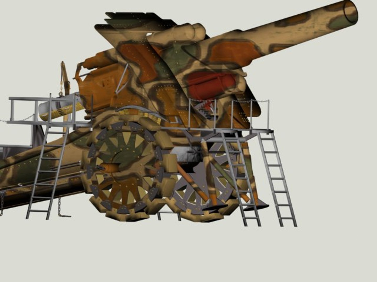 3d Model Artillery Dicke Berta