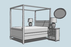 3d model kit contemporary canopy bed