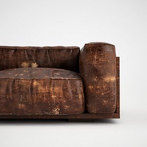 Wrinkled worn leather sofa