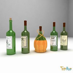 Set of 5 wine bottles