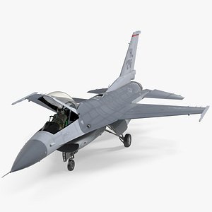 Fighter F 16 Fighting Falcon US Air Force With a Pilot Gesture Ok
