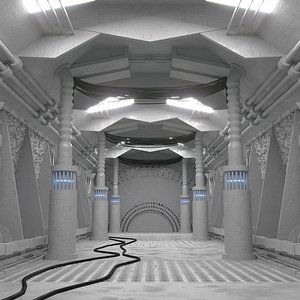 3D Bright Spaceship Corridor