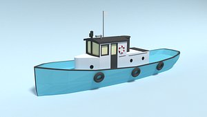 Low Poly Cartoon Fishing Boat
